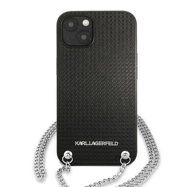 Karl Lagerfeld KLHCP13MPMK iPhone 13 / 14 / 15 6,1&quot; hardcase czarny/black Leather Textured and Chain