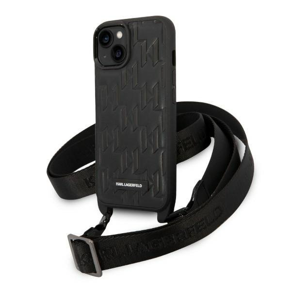 Karl Lagerfeld KLHCP14SSTMMK iPhone 14 / 15 / 13 6,1&quot; hardcase czarny/black Monogram Plaque Logo Strap