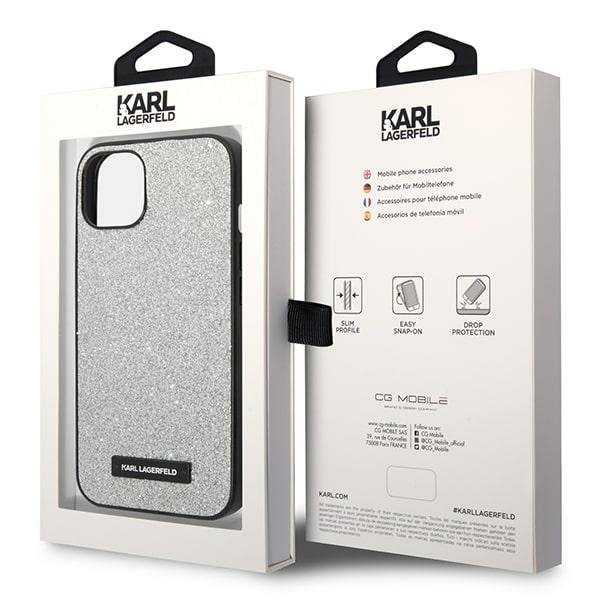 Karl Lagerfeld KLHCP14MG2ELS iPhone 14 Plus / 15 Plus 6,7&quot; hardcase srebrny/silver Glitter Plaque Logo