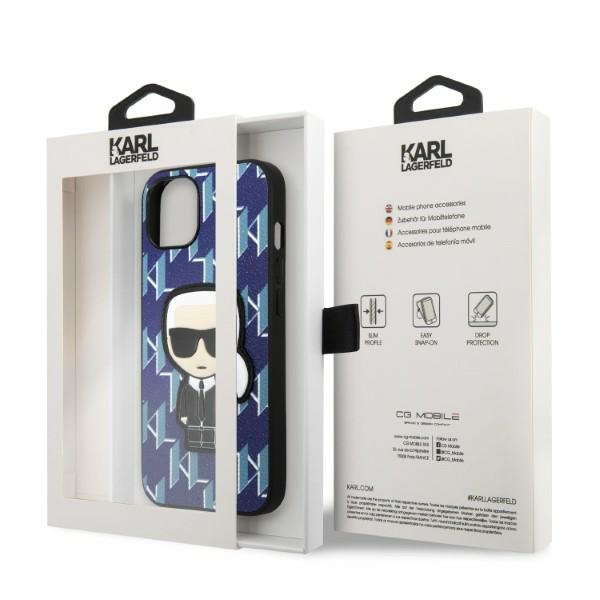 Karl Lagerfeld KLHCP13SPMNIKBL iPhone 13 mini 5,4&quot; hardcase niebieski/blue Monogram Ikonik Patch