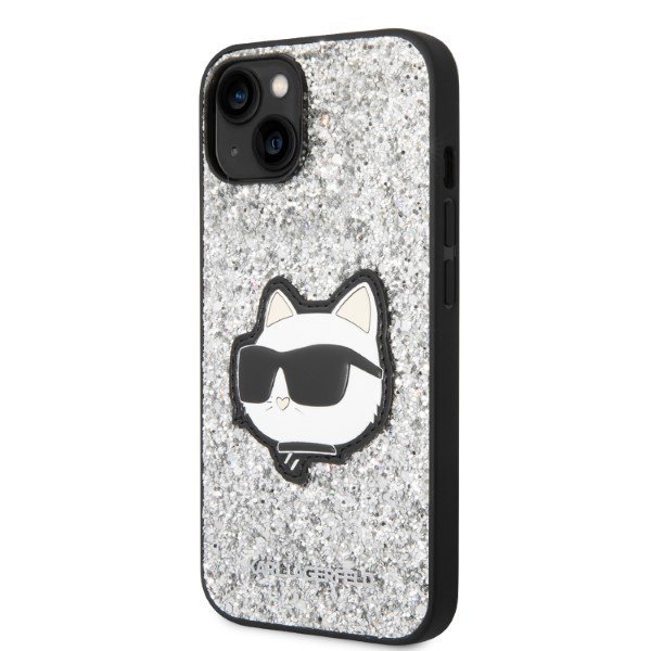 Karl Lagerfeld KLHCP14MG2CPS iPhone 14 Plus / 15 Plus 6,7&quot; srebrny/silver hardcase Glitter Choupette Patch