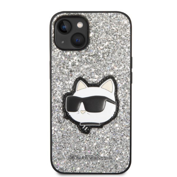 Karl Lagerfeld KLHCP14MG2CPS iPhone 14 Plus / 15 Plus 6,7&quot; srebrny/silver hardcase Glitter Choupette Patch