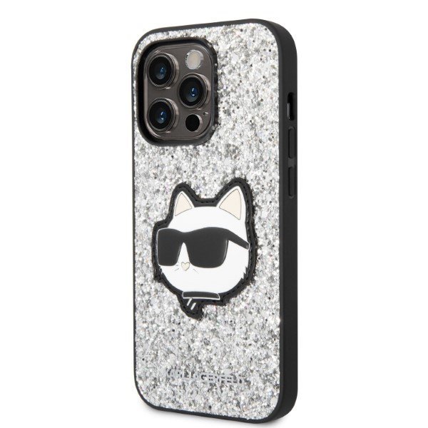 Karl Lagerfeld KLHCP14LG2CPS iPhone 14 Pro 6,1&quot; srebrny/silver hardcase Glitter Choupette Patch