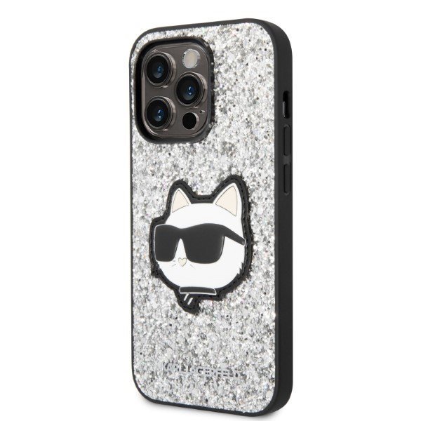 Karl Lagerfeld KLHCP14XG2CPS iPhone 14 Pro Max 6,7&quot; srebrny/silver hardcase Glitter Choupette Patch