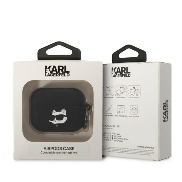 Karl Lagerfeld KLAPRUNCHK AirPods Pro cover czarny/black Silicone Choupette Head 3D