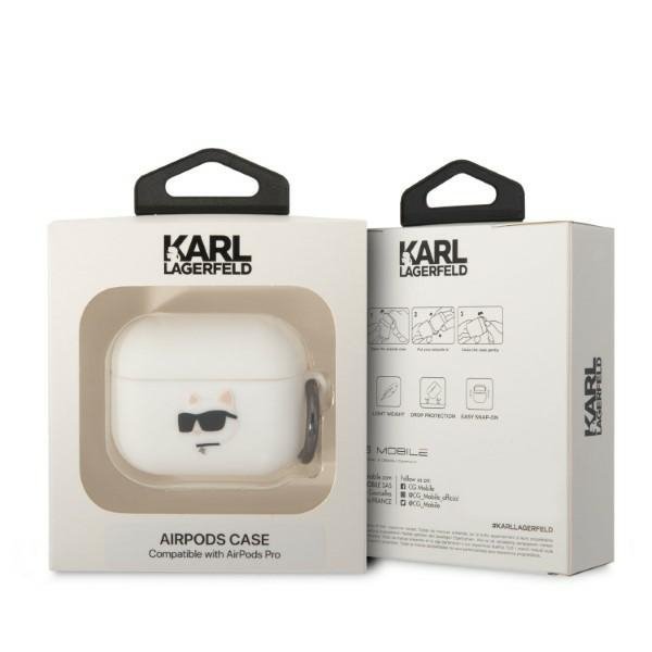 Karl Lagerfeld KLAPRUNCHH AirPods Pro cover biały/white Silicone Choupette Head 3D