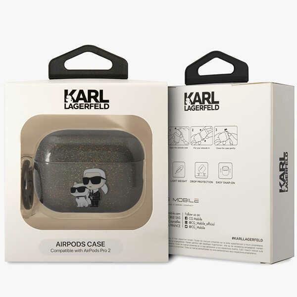 Karl Lagerfeld KLAP2HNKCTGK Airpods Pro 2 (2022/2023) cover czarny/black Glitter Karl&Choupette
