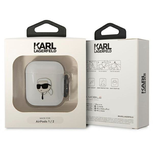 Karl Lagerfeld KLA2HNIKTCT AirPods 1/2 cover transparent Karl`s Head