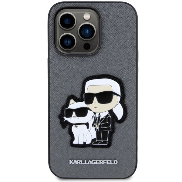 Karl Lagerfeld KLHCP14LSANKCPG iPhone 14 Pro 6.1&quot; hardcase srebrny/silver Saffiano Karl & Choupette