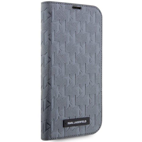 Karl Lagerfeld KLBKP14XSAKLHPG iPhone 14Pro Max 6.7&quot; bookcase srebrny/silver Saffiano Monogram