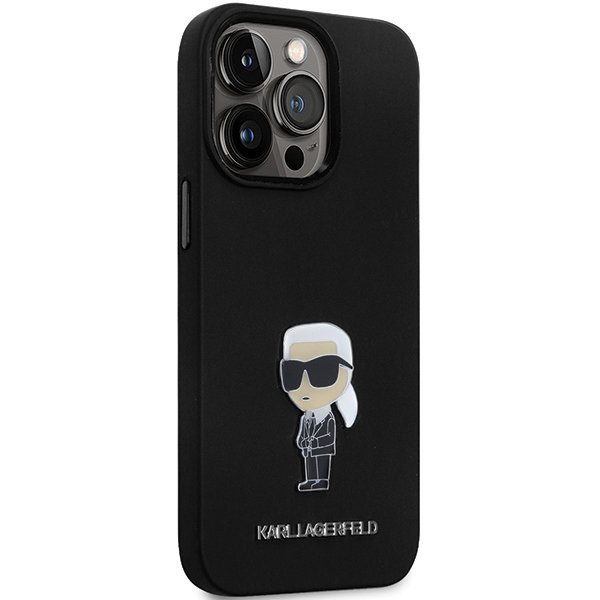 Karl Lagerfeld KLHCP13XSMHKNPK iPhone 13 Pro Max 6,7&quot; czarny/black Silicone Ikonik Metal Pin