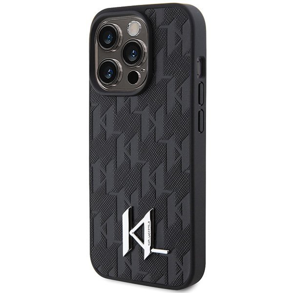 Karl Lagerfeld KLHCP15XPKLPKLK iPhone 15 Pro Max 6.7&quot; czarny/black hardcase Leather Monogram Hot Stamp Metal Logo