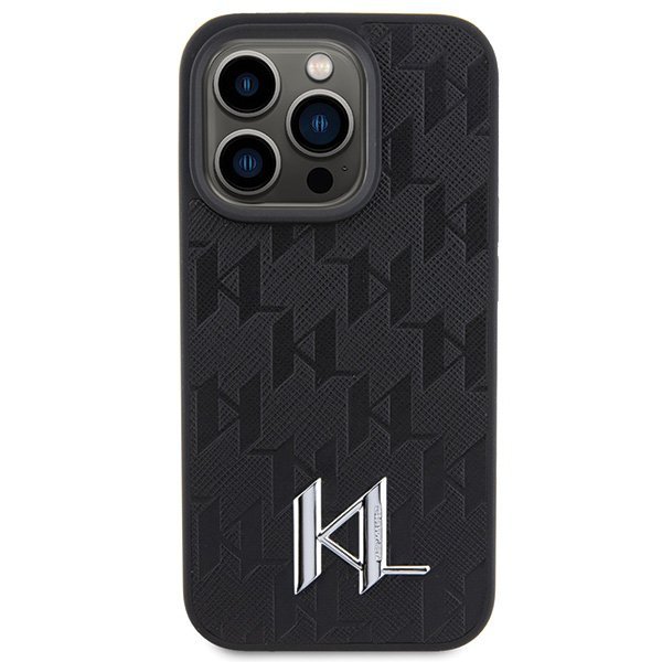 Karl Lagerfeld KLHCP15XPKLPKLK iPhone 15 Pro Max 6.7&quot; czarny/black hardcase Leather Monogram Hot Stamp Metal Logo