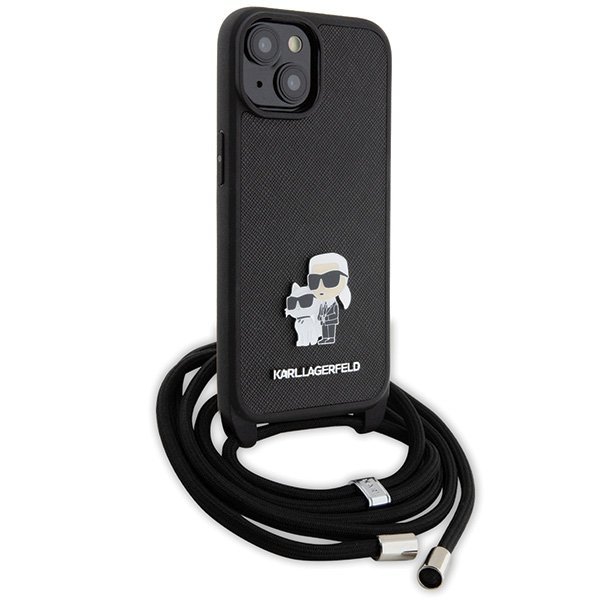 Karl Lagerfeld KLHCP15MSAKCPSK iPhone 15 Plus / 14 Plus 6.7&quot; hardcase czarny/black Crossbody Saffiano Metal Pin Karl & Chou