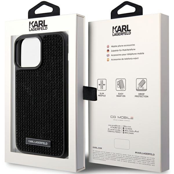 Karl Lagerfeld KLHCP15XHDSPLK iPhone 15 Pro Max 6.7&quot; czarny/black hardcase Rhinestone Logo Metal Plate