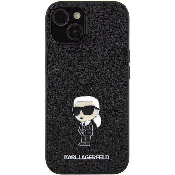 Karl Lagerfeld KLHCP15SGKNPSK iPhone 15 / 14 / 13 6.1&quot; czarny/black hardcase Fixed Glitter Ikonik Logo Metal Pin