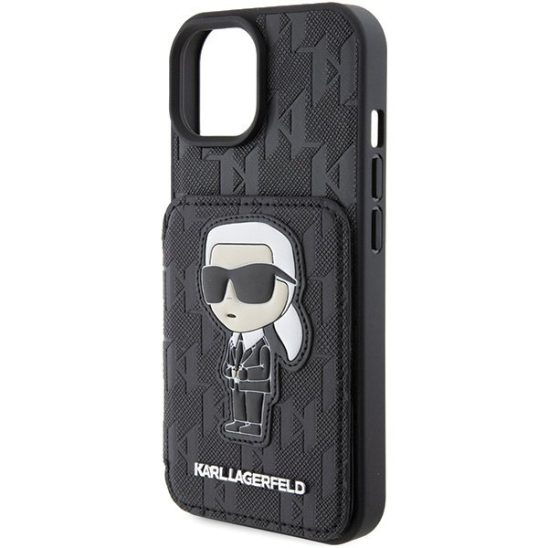 Karl Lagerfeld KLHCP15SSAKKNSCK iPhone 15 / 14 / 13 6.1&quot; czarny/black hardcase Saffiano Cardslots and Stand Monogram Ikonik
