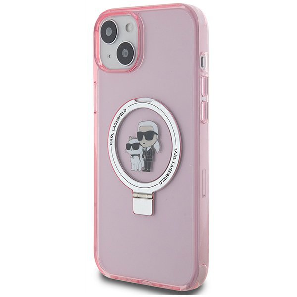 Karl Lagerfeld KLHMP15SHMRSKCP iPhone 15 / 14 / 13 6.1&quot; różowy/pink hardcase Ring Stand Karl&Choupettte MagSafe