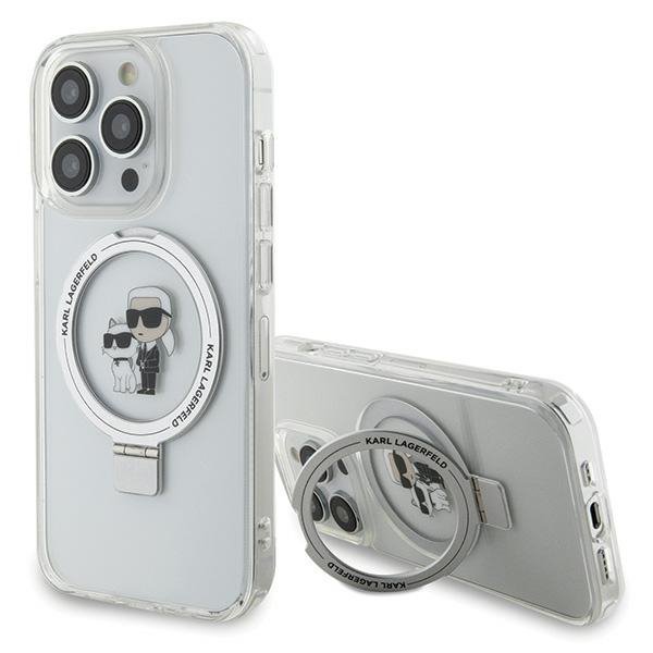 Karl Lagerfeld KLHMP15LHMRSKCH iPhone 15 Pro 6.1&quot; biały/white hardcase Ring Stand Karl&Choupettte MagSafe