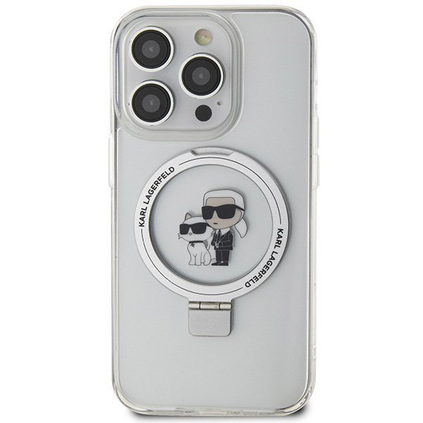 Karl Lagerfeld KLHMP15LHMRSKCH iPhone 15 Pro 6.1&quot; biały/white hardcase Ring Stand Karl&Choupettte MagSafe