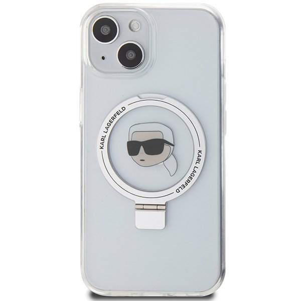 Karl Lagerfeld KLHMP15SHMRSKHH iPhone 15 / 14 / 13 6.1&quot; biały/white hardcase Ring Stand Karl Head MagSafe