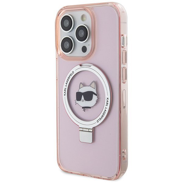 Karl Lagerfeld KLHMP15LHMRSCHP iPhone 15 Pro 6.1&quot; różowy/pink hardcase Ring Stand Choupette Head MagSafe