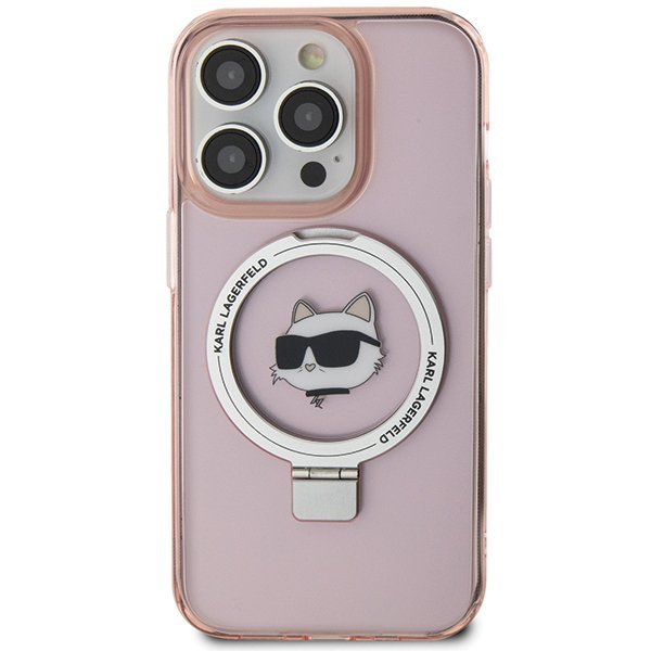 Karl Lagerfeld KLHMP15XHMRSCHP iPhone 15 Pro Max 6.7&quot; różowy/pink hardcase Ring Stand Choupette Head MagSafe