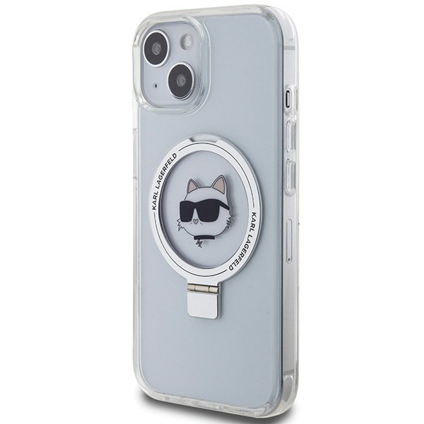 Karl Lagerfeld KLHMP15SHMRSCHH iPhone 15 / 14 / 13 6.1&quot; biały/white hardcase Ring Stand Choupette Head MagSafe