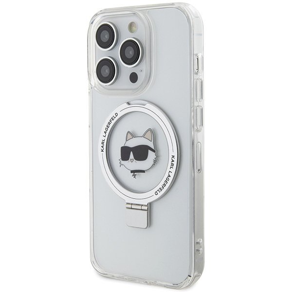 Karl Lagerfeld KLHMP15LHMRSCHH iPhone 15 Pro 6.1&quot; biały/white hardcase Ring Stand Choupette Head MagSafe