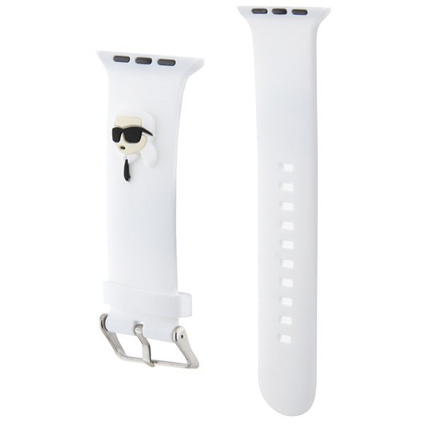 Karl Lagerfeld Pasek KLAWLSLKNH Apple Watch 42/44/45/49mm biały/white strap 3D Rubber Karl Head