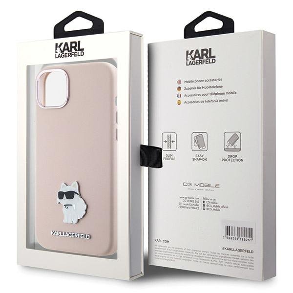 Karl Lagerfeld KLHCP15SSMHCNPP iPhone 15 / 14 / 13 6.1&quot; różowy/pink Silicone Choupette Metal Pin
