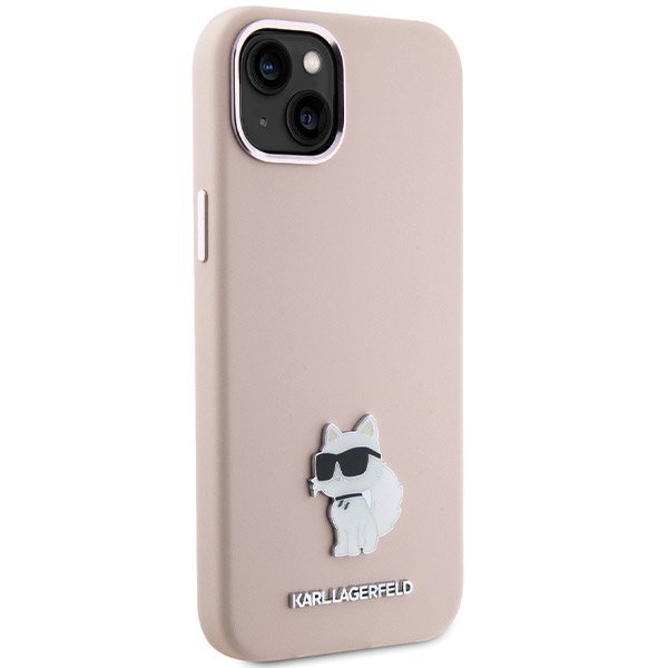 Karl Lagerfeld KLHCP15MSMHCNPP iPhone 15 Plus / 14 Plus 6.7&quot; różowy/pink Silicone Choupette Metal Pin