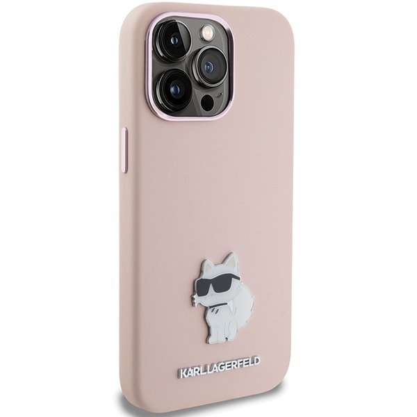 Karl Lagerfeld KLHCP15XSMHCNPP iPhone 15 Pro Max 6.7&quot; różowy/pink Silicone Choupette Metal Pin