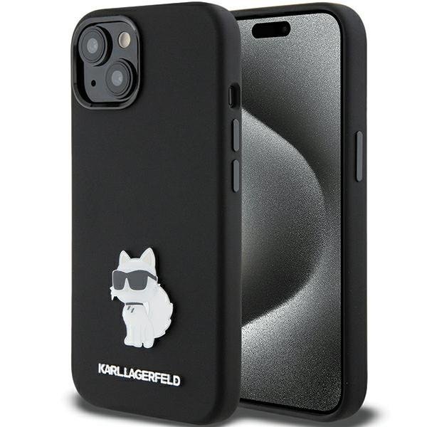 Karl Lagerfeld KLHCP15MSMHCNPK iPhone 15 Plus / 14 Plus 6.7&quot; czarny/black Silicone Choupette Metal Pin