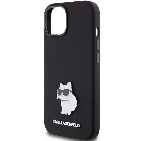 Karl Lagerfeld KLHCP15MSMHCNPK iPhone 15 Plus / 14 Plus 6.7&quot; czarny/black Silicone Choupette Metal Pin