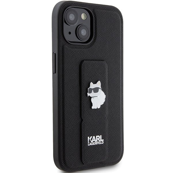 Karl Lagerfeld KLHCP15SGSACHPK iPhone 15 / 14 / 13 6.1&quot; czarny/black hardcase Gripstand Saffiano Choupette Pins