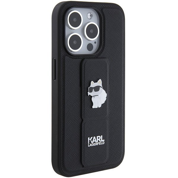 Karl Lagerfeld KLHCP15XGSACHPK iPhone 15 Pro Max 6.7&quot; czarny/black hardcase Gripstand Saffiano Choupette Pins