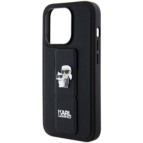 Karl Lagerfeld KLHCP14XGSAKCPK iPhone 14 Pro Max 6.7&quot; czarny/black hardcase Gripstand Saffiano Karl&Choupette Pins