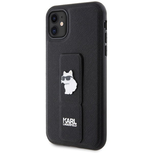 Karl Lagerfeld KLHCN61GSACHPK iPhone 11 / Xr 6.1&quot; czarny/black hardcase Gripstand Saffiano Choupette Pins