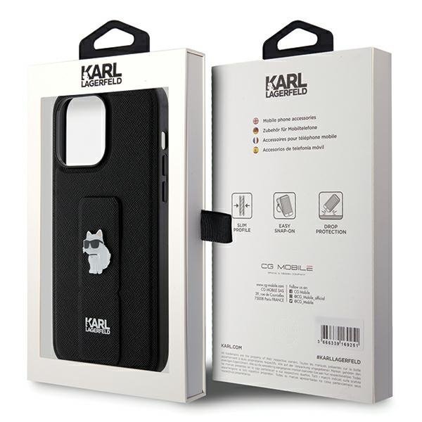 Karl Lagerfeld KLHCP13XGSACHPK iPhone 13 Pro Max 6.7&quot; czarny/black hardcase Gripstand Saffiano Choupette Pins