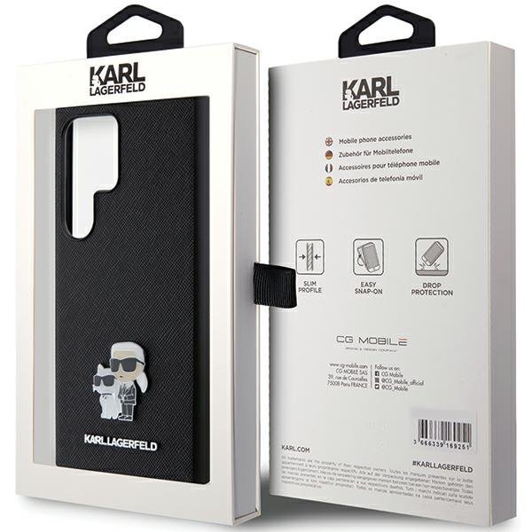 Karl Lagerfeld KLHCS24LPSAKCMPK S24 Ultra S928 hardcase czarny/black Saffiano Karl & Choupette Metal Pin