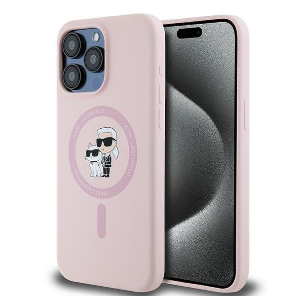 Karl Lagerfeld KLHMP15XSCMKCRHP iPhone 15 Pro Max 6.7&quot; różowy/pink hardcase Silicone Karl & Choupette Ring MagSafe