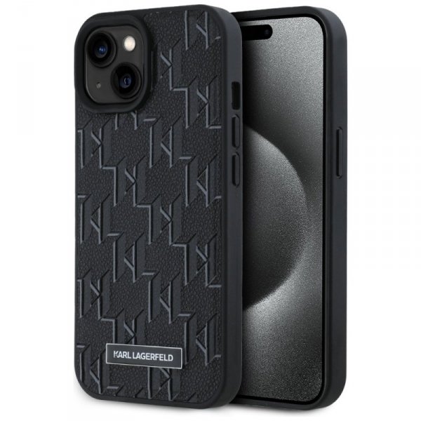 Karl Lagerfeld KLHMP15SPKHPORPK iPhone 15 / 14 / 13 6.1&quot; hardcase czarny/black Leather Monogram Metal Logo MagSafe