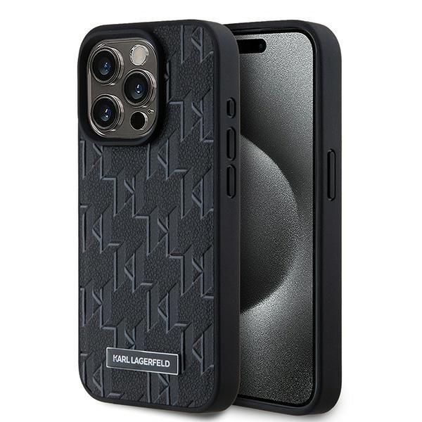 Karl Lagerfeld KLHMP15XPKHPORPK iPhone 15 Pro Max 6.7&quot; hardcase czarny/black Leather Monogram Metal Logo MagSafe