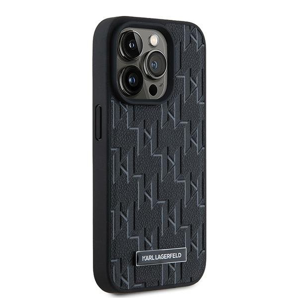 Karl Lagerfeld KLHMP15XPKHPORPK iPhone 15 Pro Max 6.7&quot; hardcase czarny/black Leather Monogram Metal Logo MagSafe