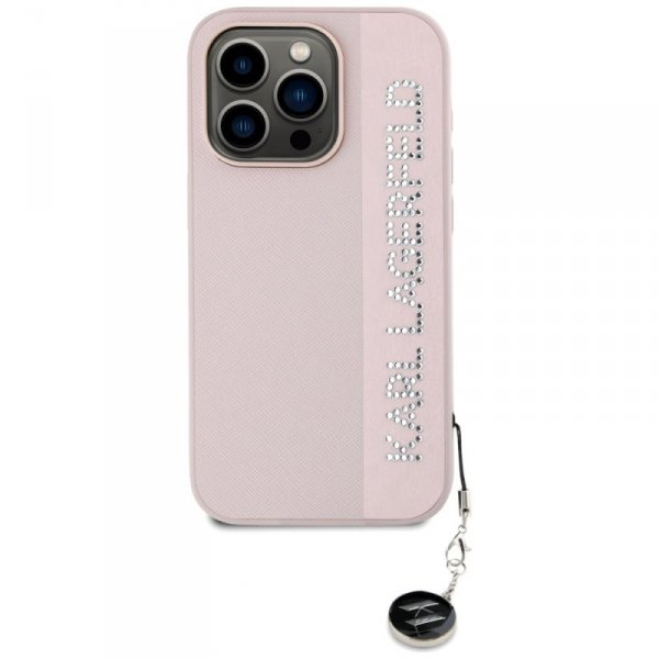 Karl Lagerfeld KLHCP15XPSAKDGCP iPhone 15 Pro Max 6.7&quot; różowy/pink hardcase Saffiano Rhinestones & Charm