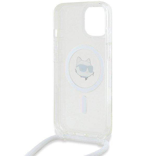 Karl Lagerfeld KLHMP13MHCCHNT iPhone 13 / 14 / 15 6.1&quot; hardcase transparent IML Choupette Head & Cord Magsafe