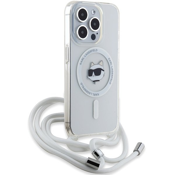 Karl Lagerfeld KLHMP15LHCCHNT iPhone 15 Pro 6.1&quot; hardcase transparent IML Choupette Head & Cord Magsafe