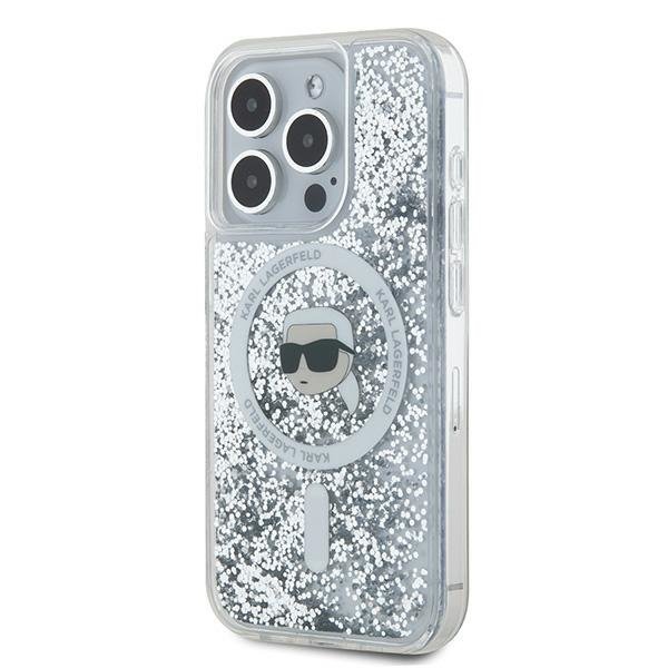 Karl Lagerfeld KLHMP15XLGKISGH iPhone15 Pro Max 6.7&quot; hardcase transparent Liquid Glitter Karl Head Magsafe