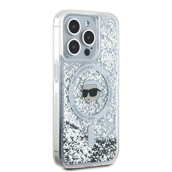 Karl Lagerfeld KLHMP15XLGKISGH iPhone15 Pro Max 6.7&quot; hardcase transparent Liquid Glitter Karl Head Magsafe